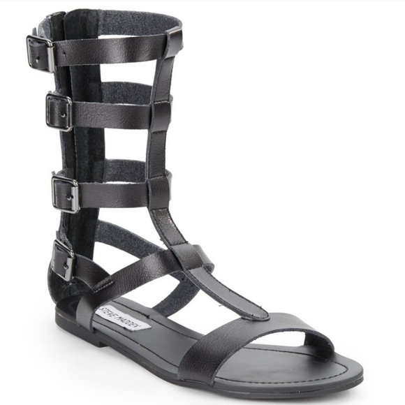 Steve Madden Gunterr Women's Size 5.5M High Gladiator Sandals Black Zip Grunge - Picture 1 of 10